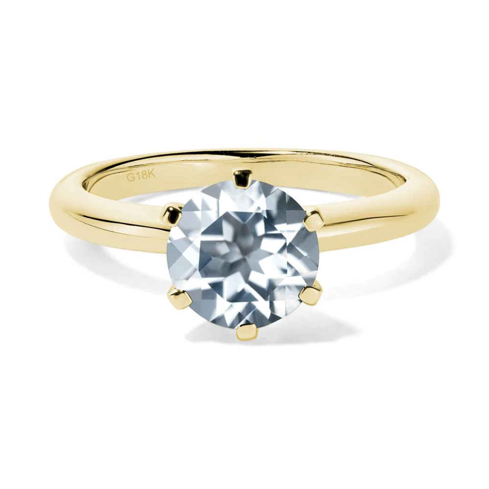 Aquamarine 6 Prong Solitaire Engagement Ring - Image 8