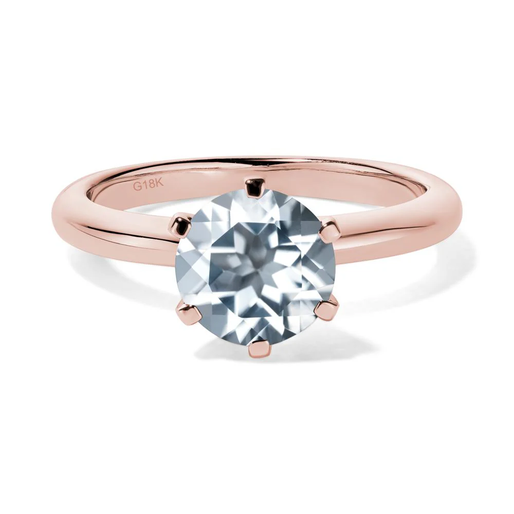 Aquamarine 6 Prong Solitaire Engagement Ring - Image 9