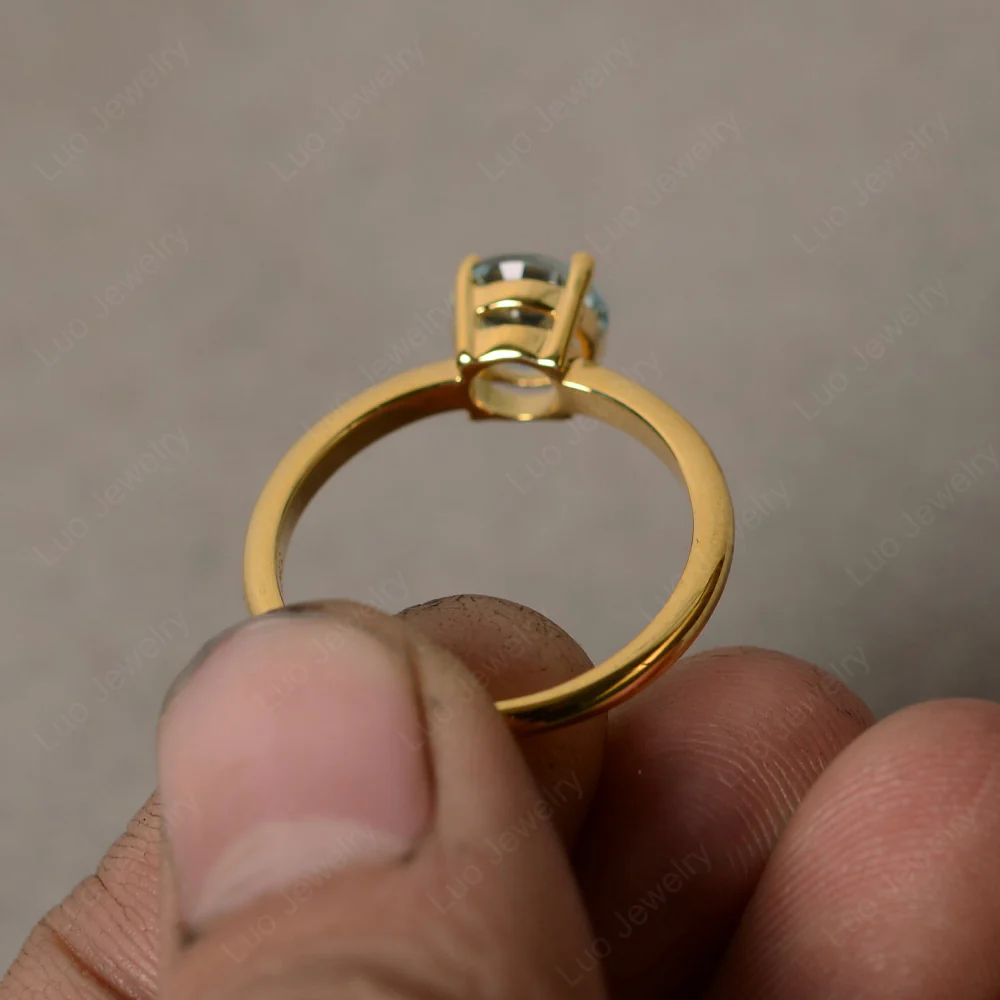 Aquamarine Solitaire Ring - Image 2