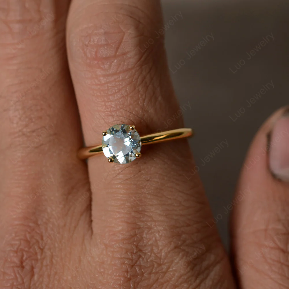 Aquamarine Solitaire Ring - Image 3