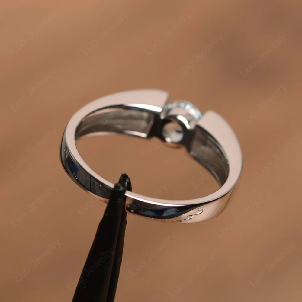 Aquamarine Solitaire Wide Band Ring - Image 3