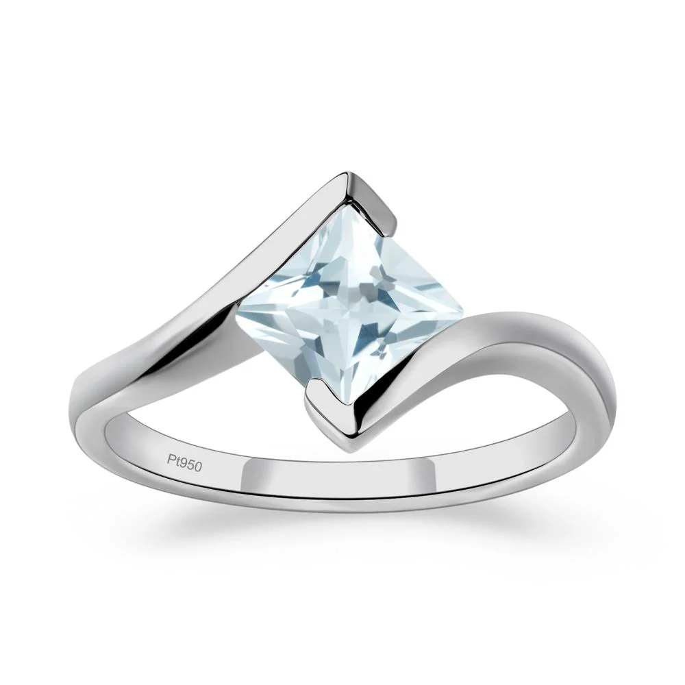 Aquamarine Tension Engagement Ring