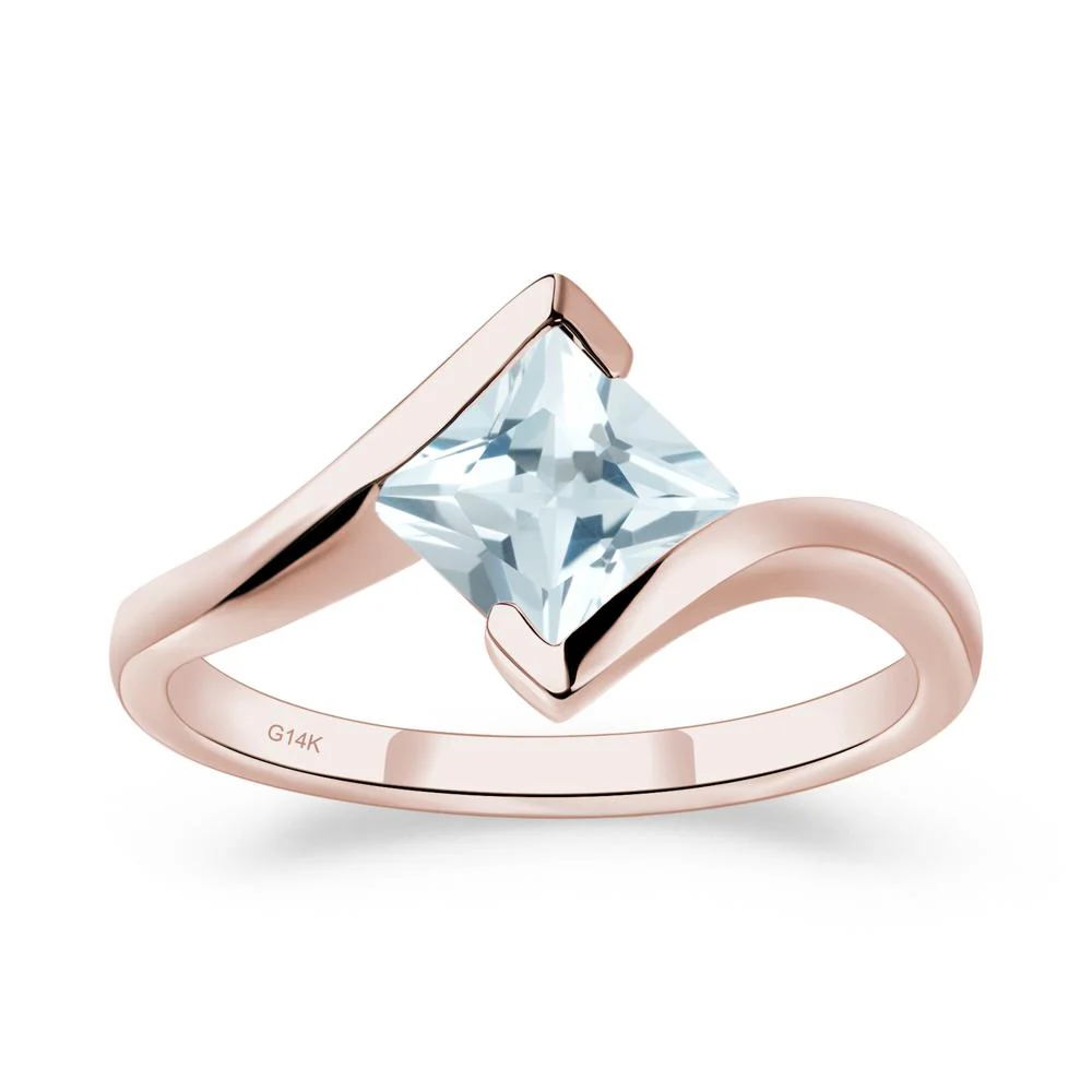 Aquamarine Tension Engagement Ring - Image 2
