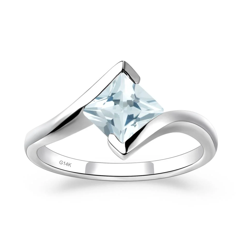 Aquamarine Tension Engagement Ring - Image 3