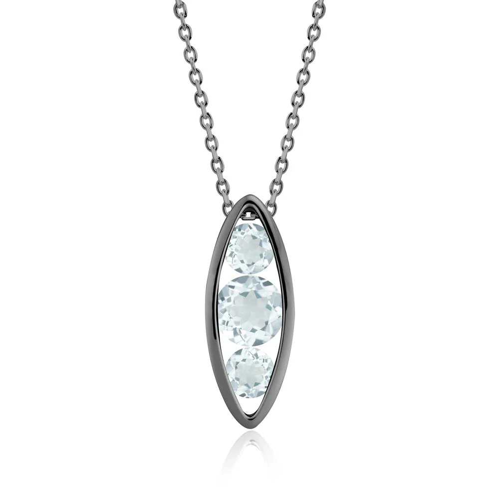 Aquamarine Three-Stone Marquise Pendant Necklace - Image 5