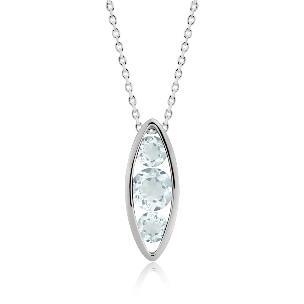 Aquamarine Three-Stone Marquise Pendant Necklace - Image 6