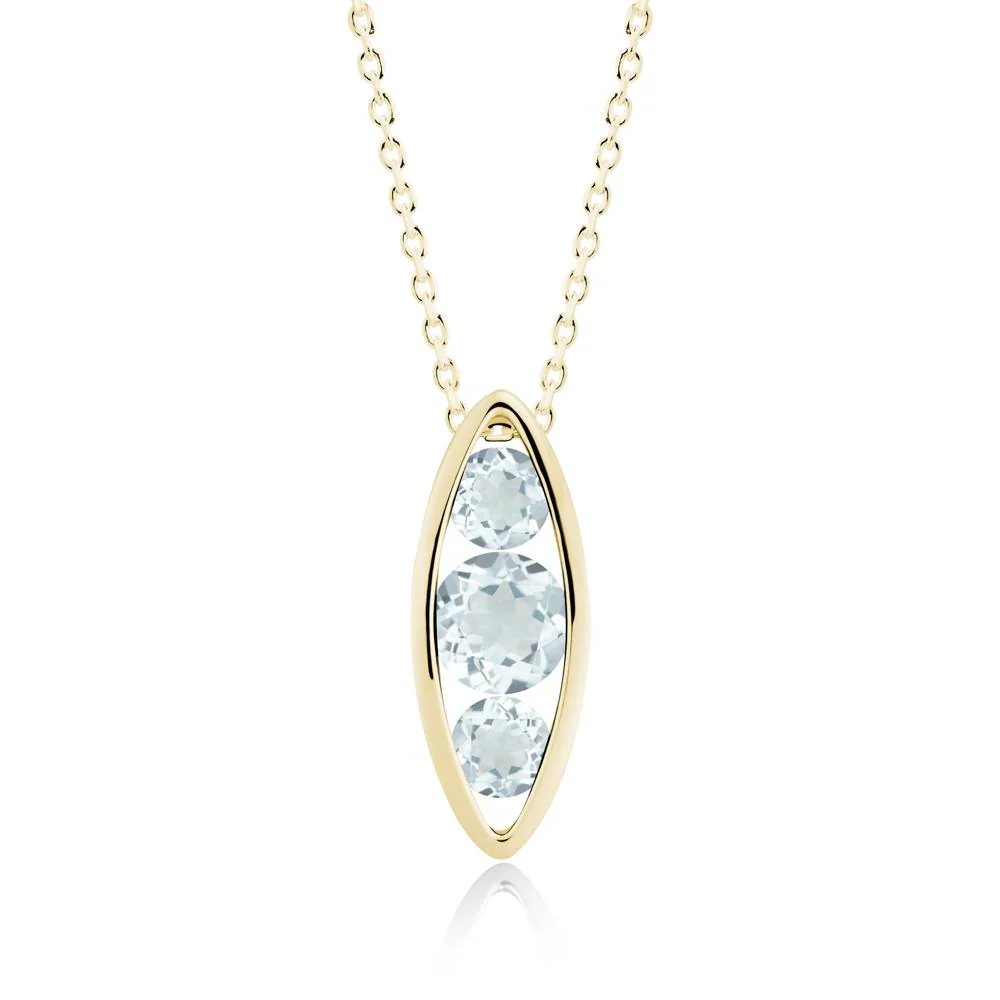 Aquamarine Three-Stone Marquise Pendant Necklace - Image 9