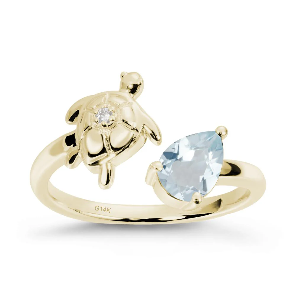 Aquamarine Turtle Open Bypass Ring - Image 4