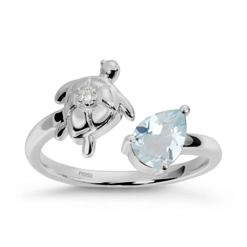 Aquamarine Turtle Open Bypass Ring - Image 9