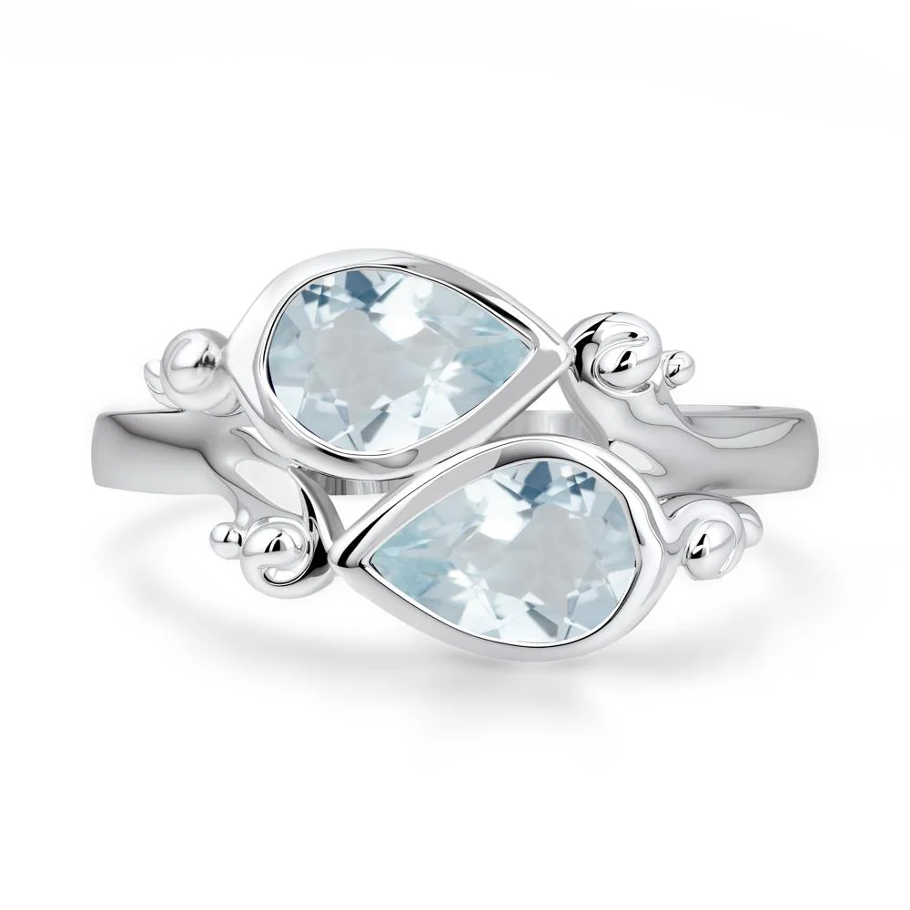 Aquamarine Two Stone Bezel Set Ring - Image 4