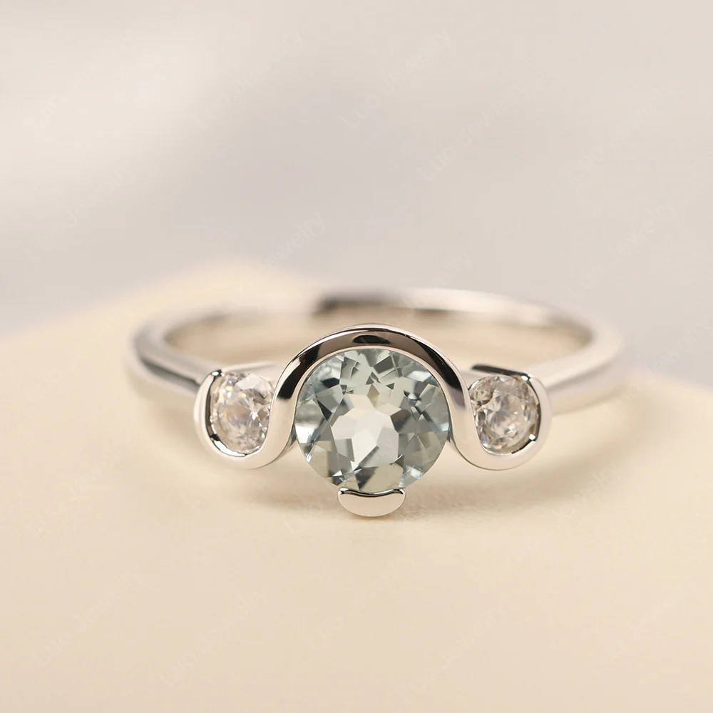 Aquamarine Vintage Bezel Set Engagement Ring