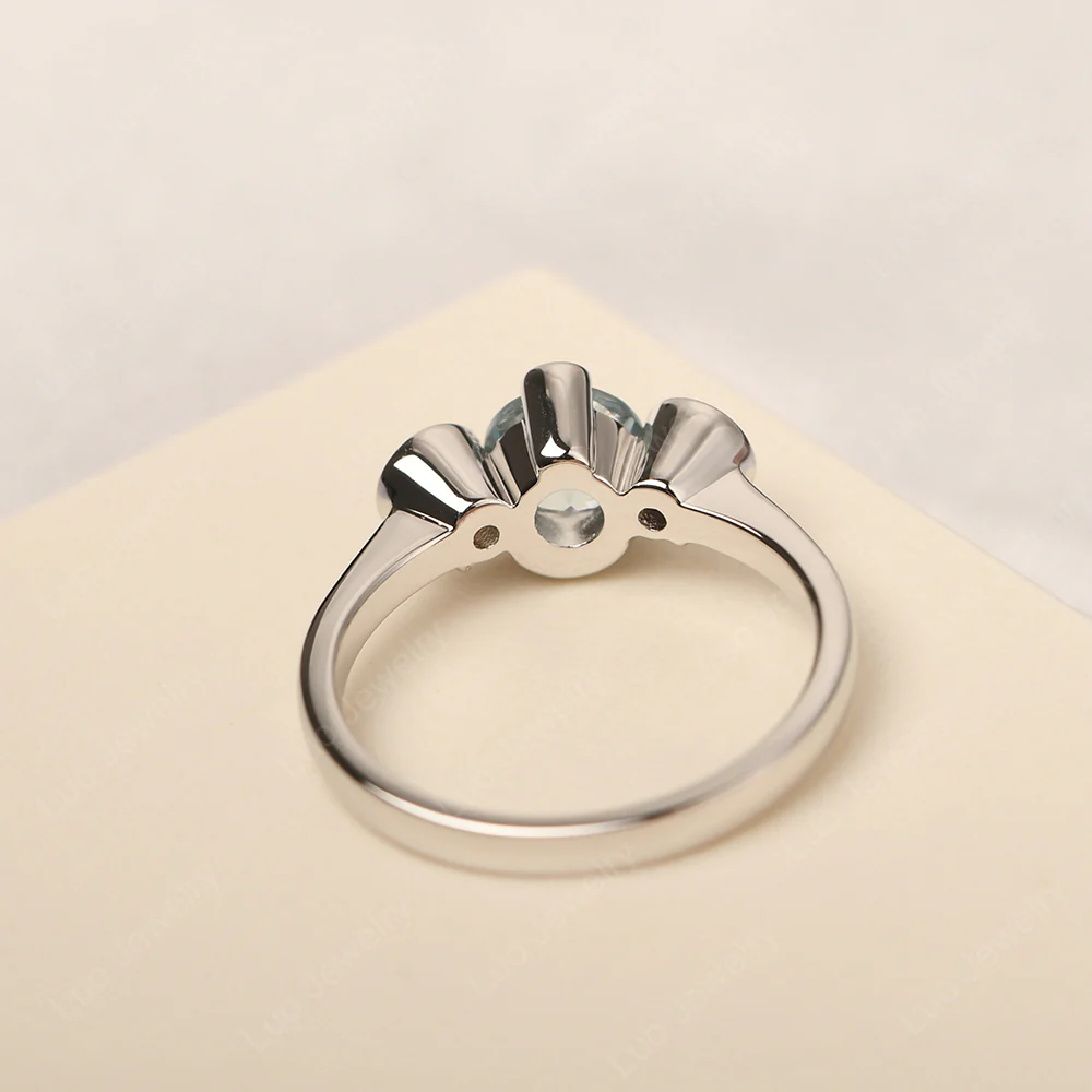 Aquamarine Vintage Bezel Set Engagement Ring - Image 3