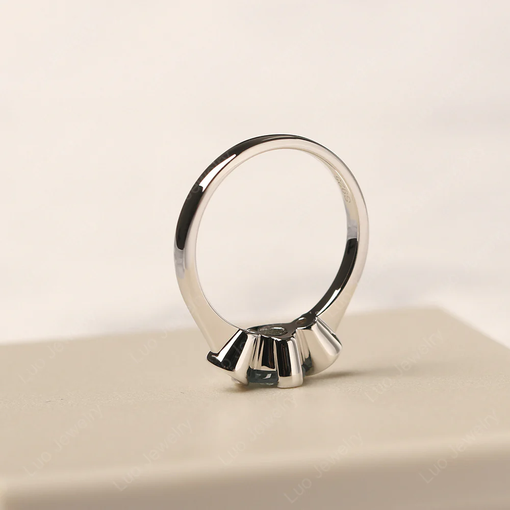 Aquamarine Vintage Bezel Set Engagement Ring - Image 4