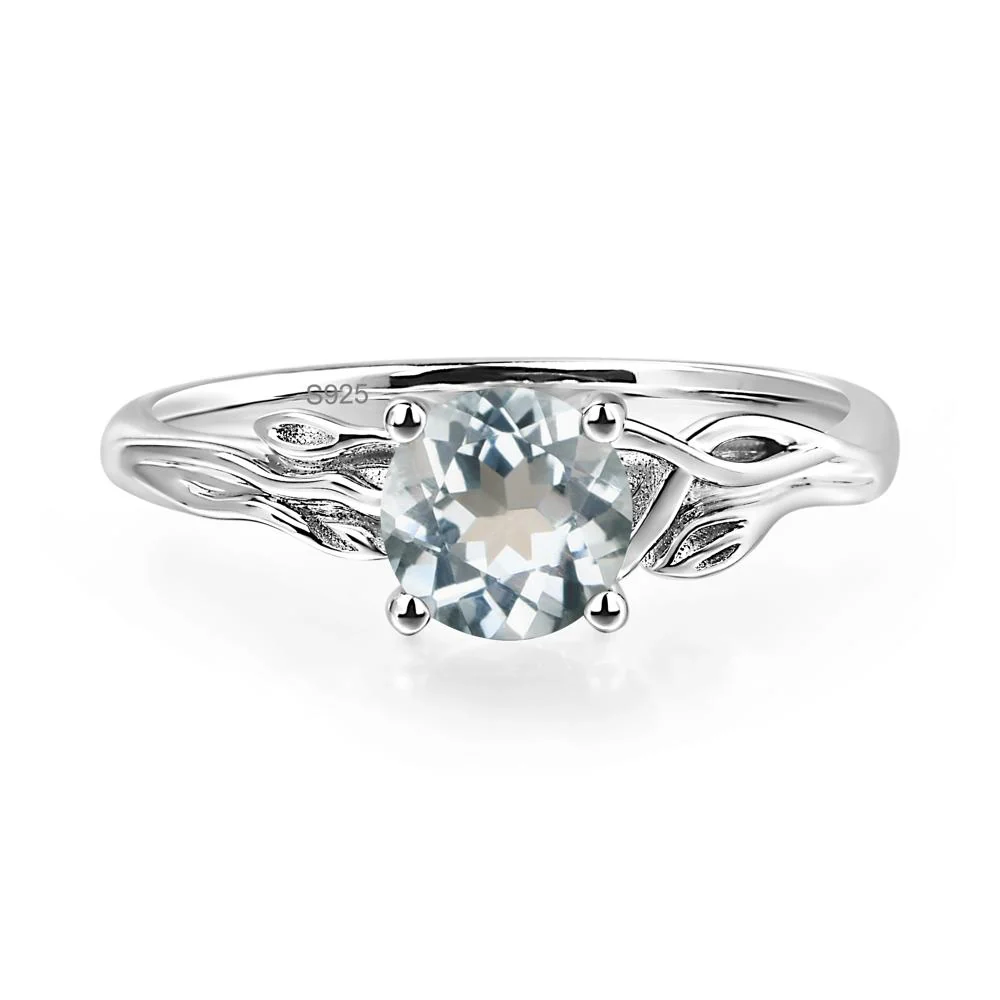Petite Aquamarine Tender Leaf Ring - Image 2