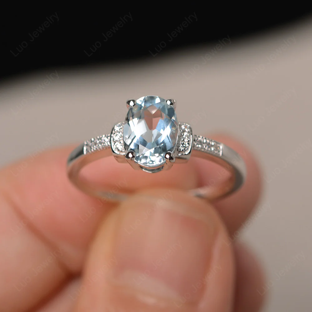 Petite Oval Aquamarine Ring - Image 2