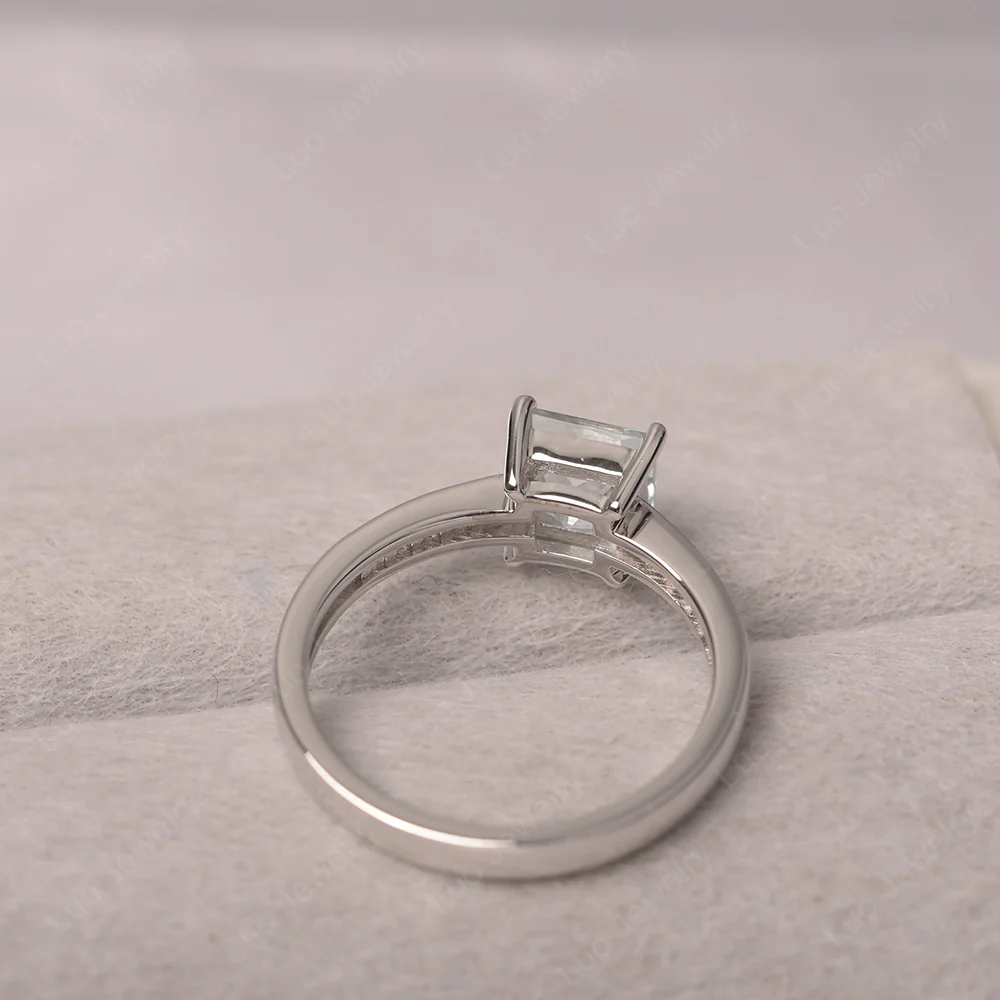 Princess Cut Aquamarine Promise Ring - Image 4