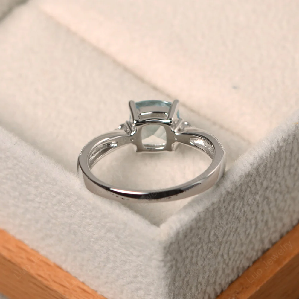 Cushion Cut Aquamarine Engagement Ring - Image 2