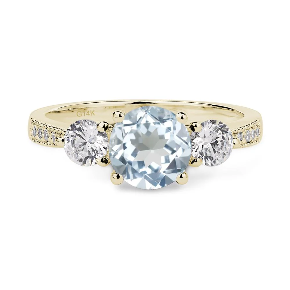 Aquamarine 3 Stone Engagement Ring - Image 4