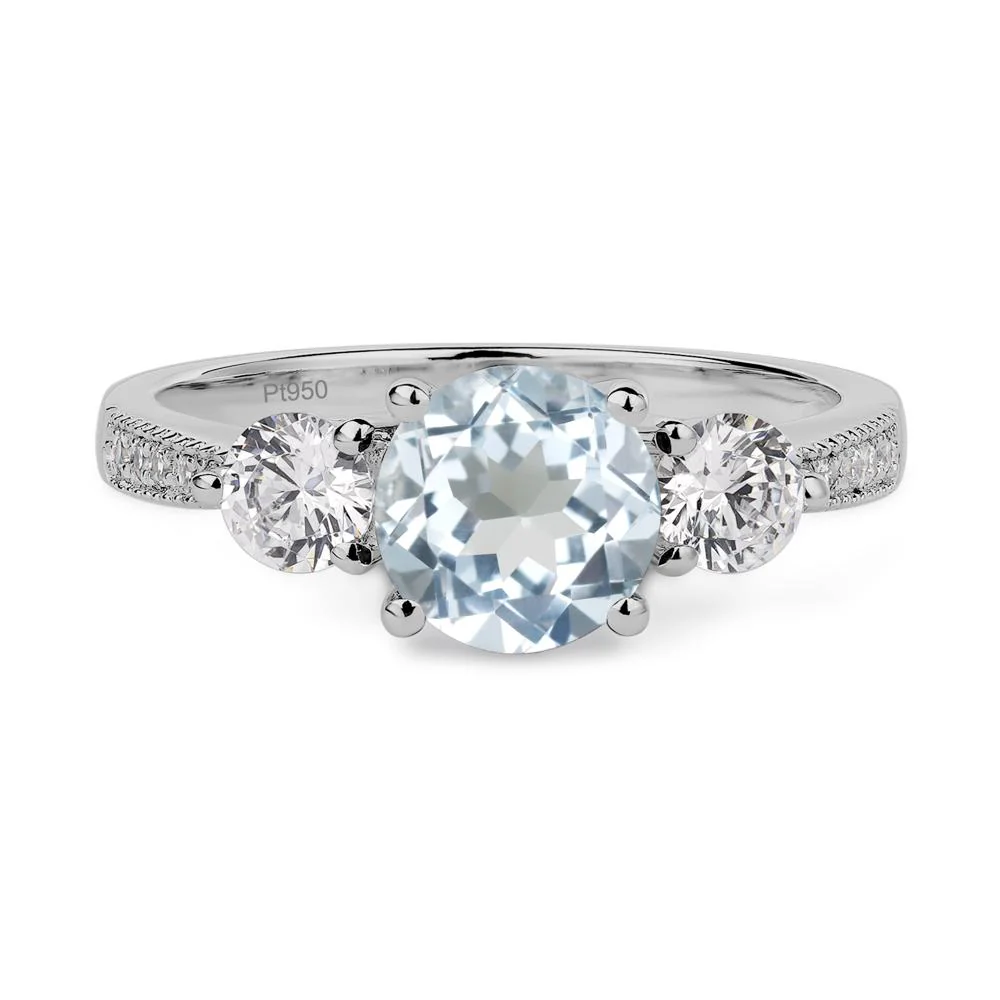 Aquamarine 3 Stone Engagement Ring - Image 6