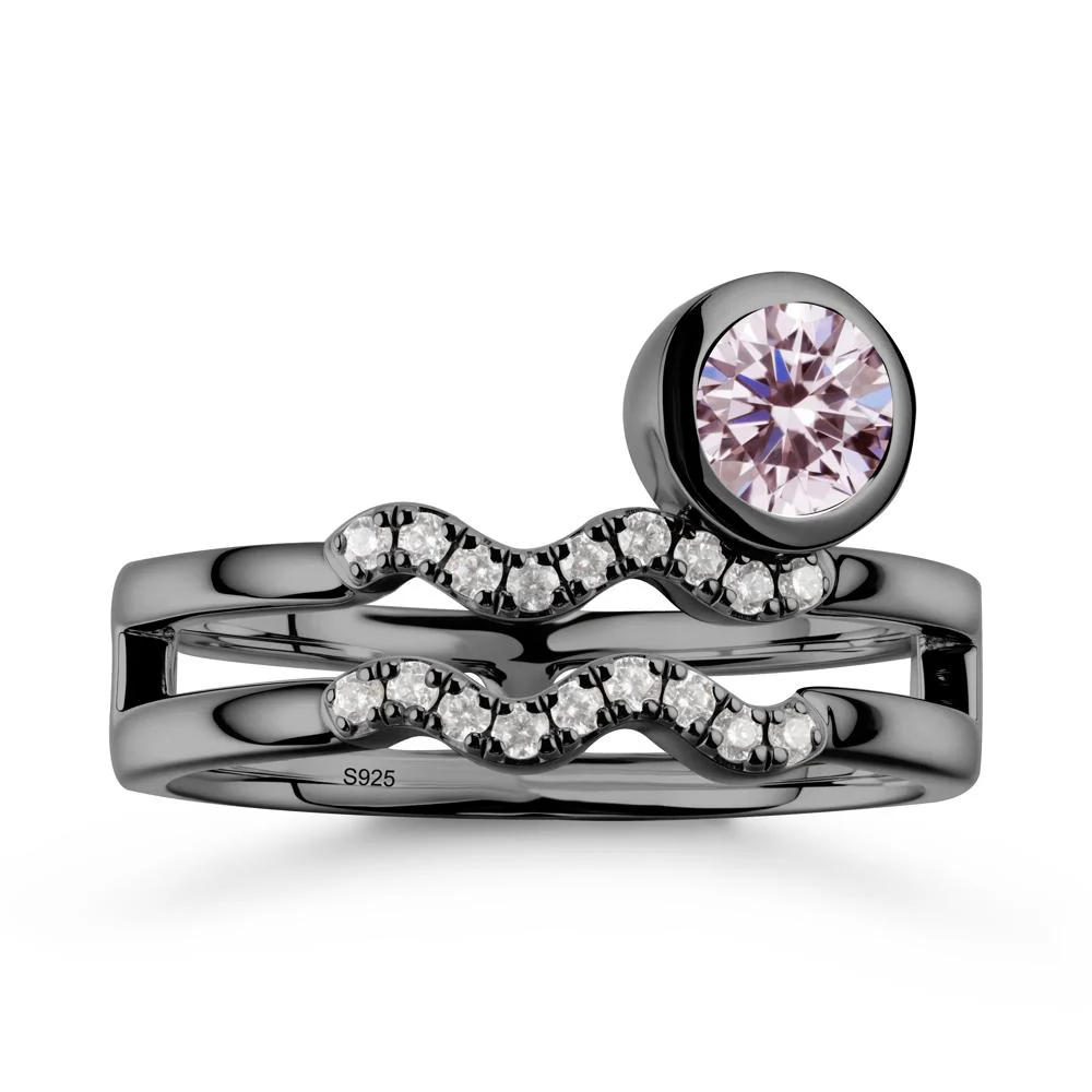 Aquarius Zodiac Pink Cubic Zirconia Ring -Innovative and Unique