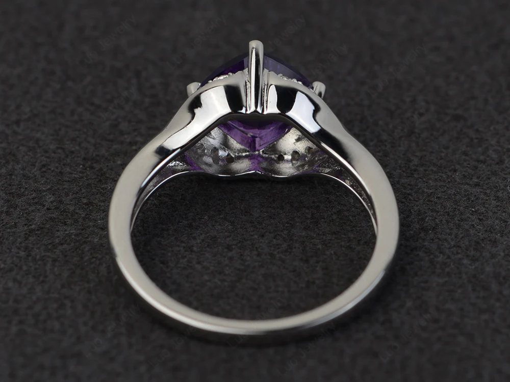 Amethyst Kite Set Cushion Cut Ring - Image 3