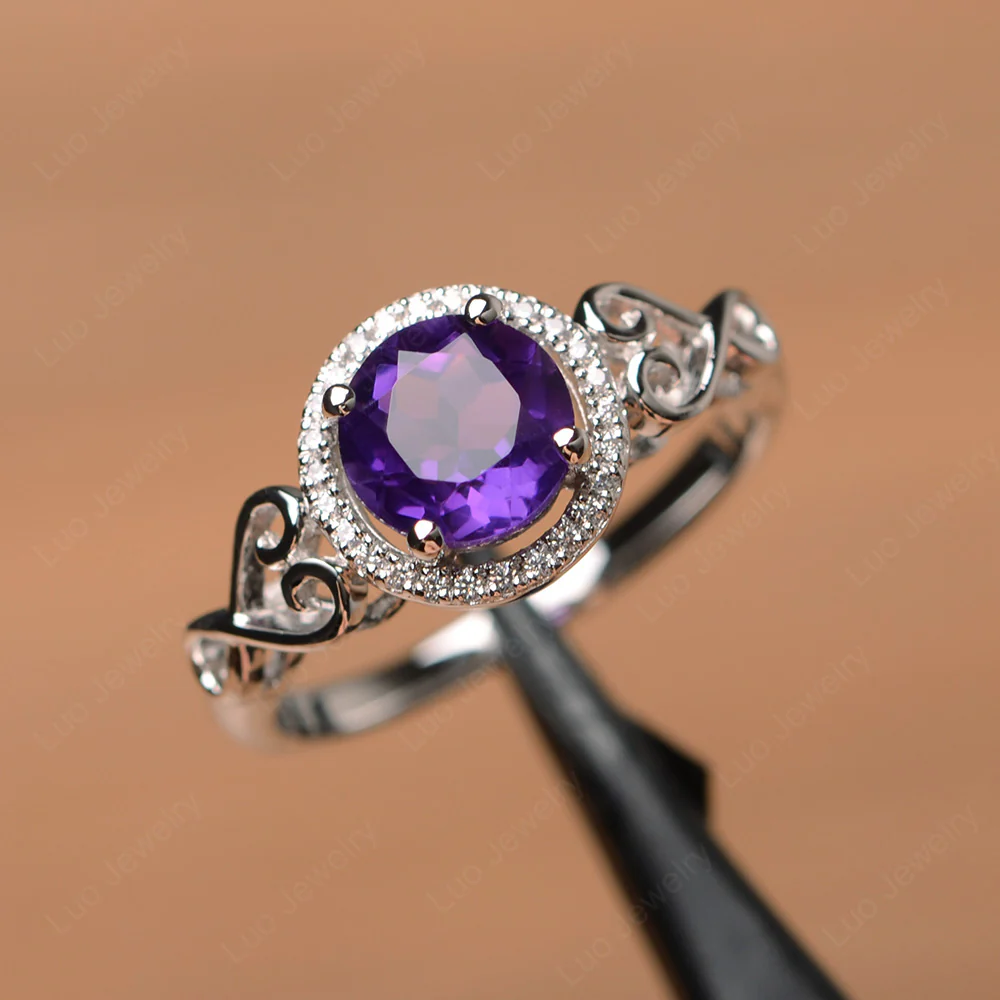 Amethyst Infinity Halo Ring