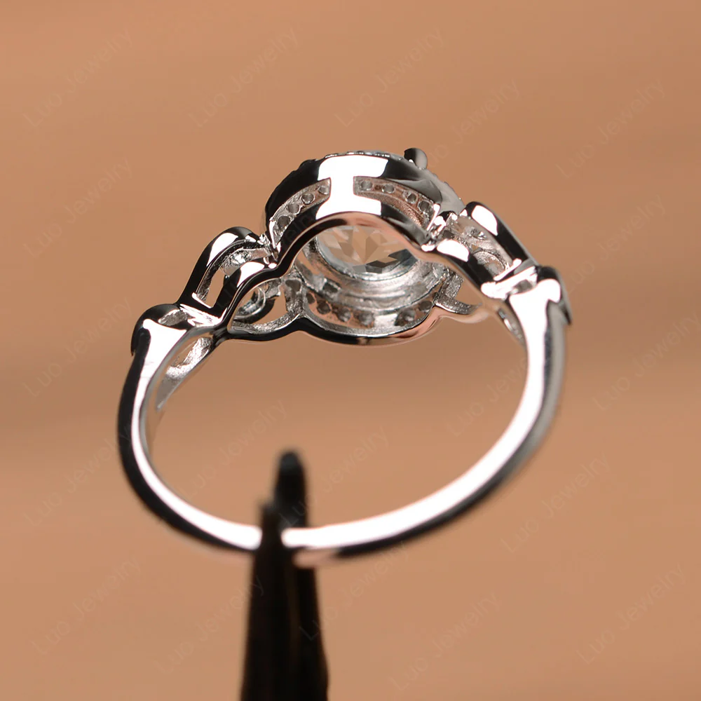 Aquamarine Infinity Halo Engagement Ring - Image 3