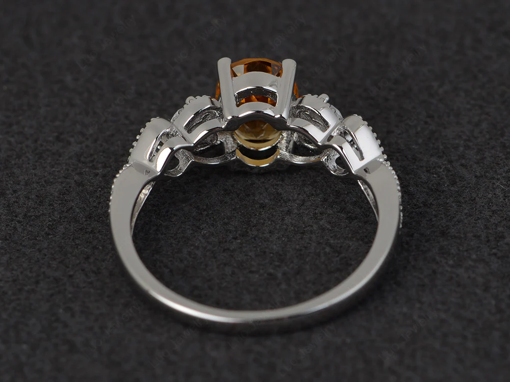 Milgrain Oval Citrine Ring - Image 2