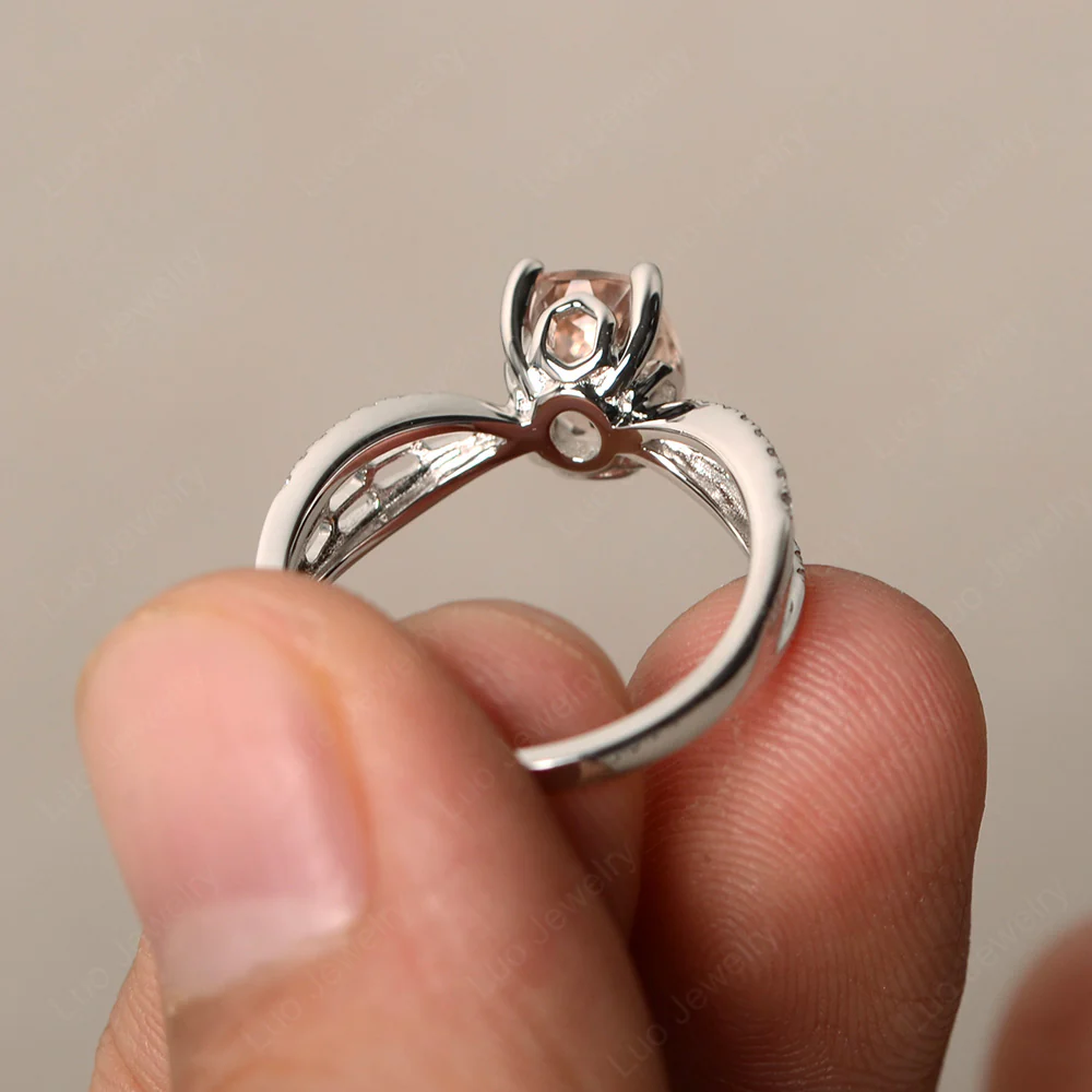 Art Deco Cushion Cut Morganite Promise Ring - Image 2