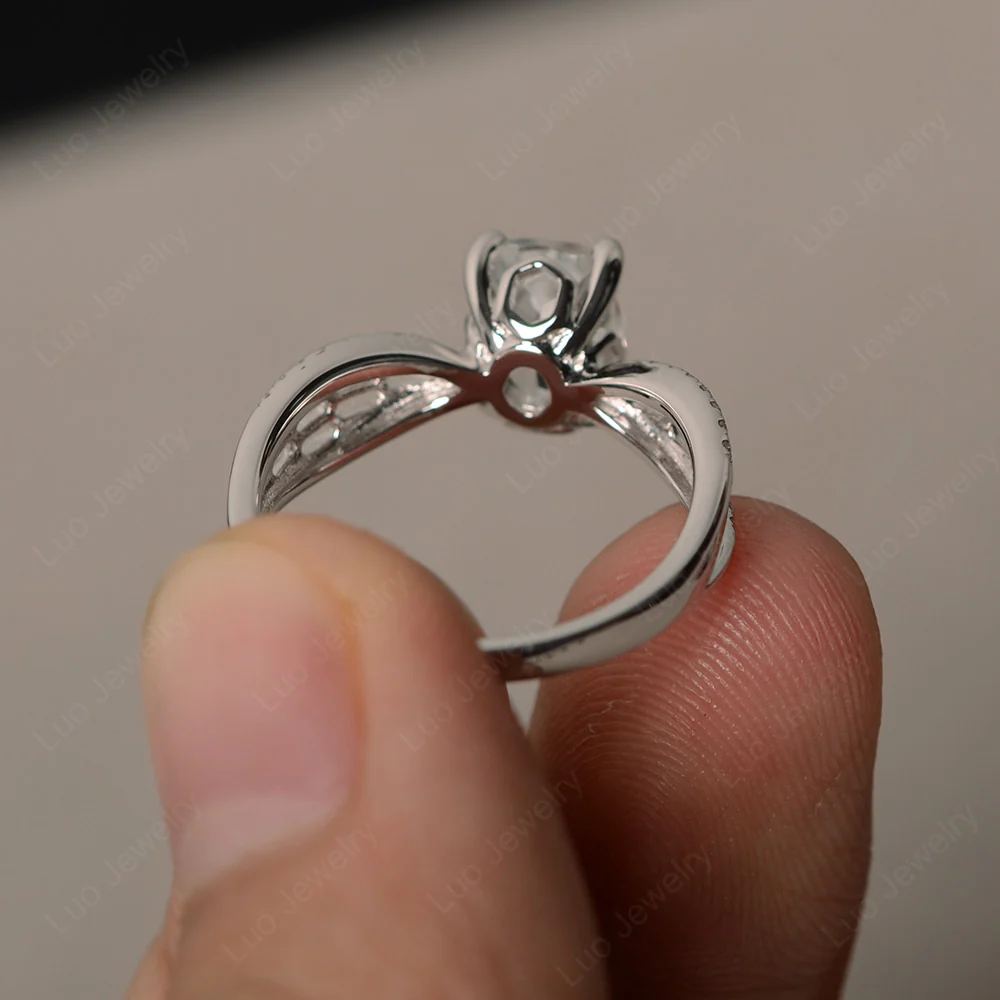 Art Deco Cushion Cut White Topaz Promise Ring - Image 2