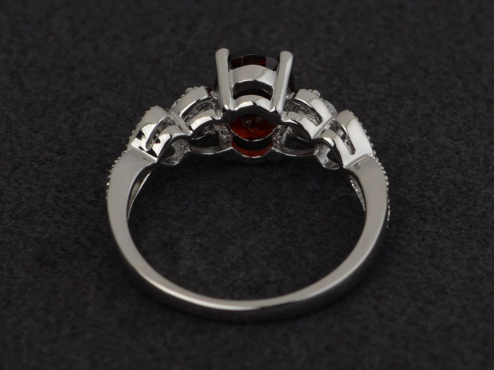 Milgrain Oval Garnet Ring - Image 3