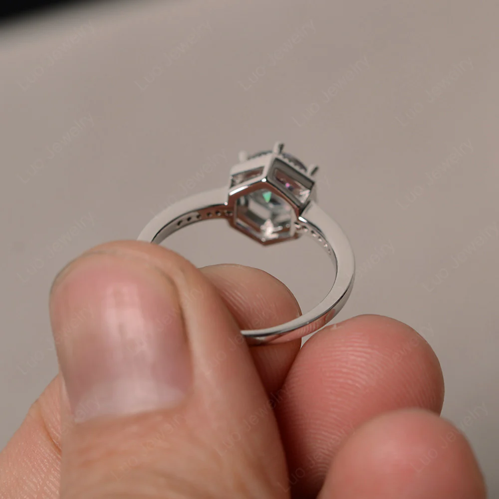 Art Deco Hexagon Set Mystic Topaz Ring - Image 3