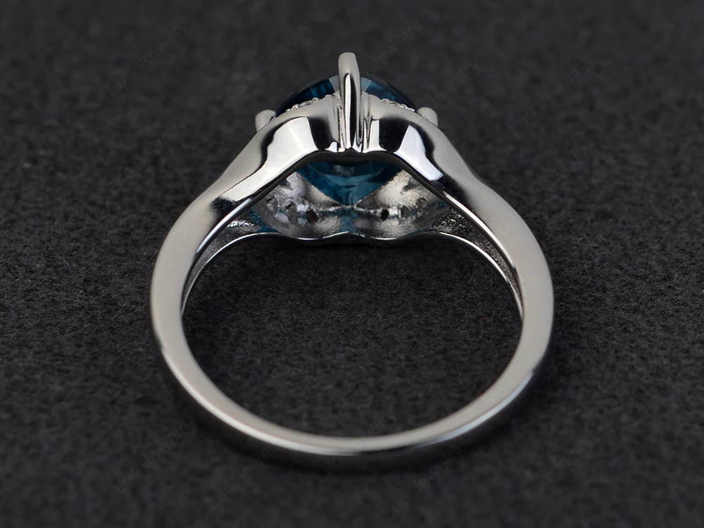 London Blue Topaz Kite Set Cushion Cut Ring - Image 3