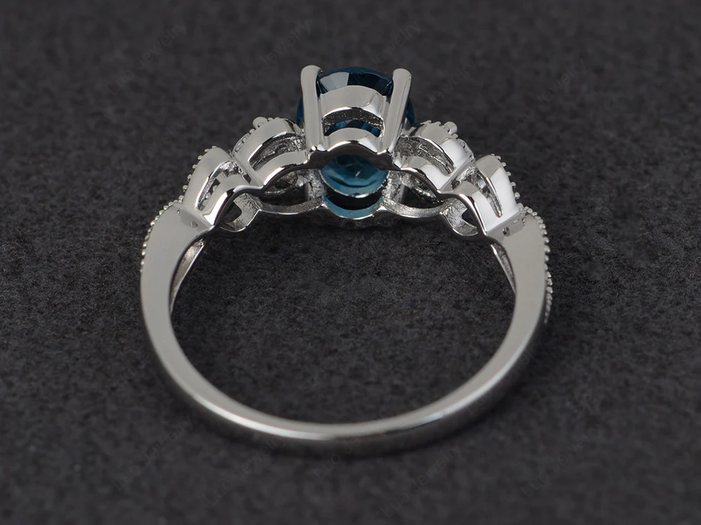 Milgrain Oval London Blue Topaz Ring - Image 3