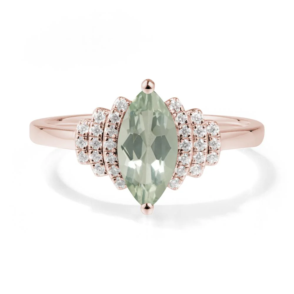 Art Deco Marquise Green Amethyst Ring - Image 7
