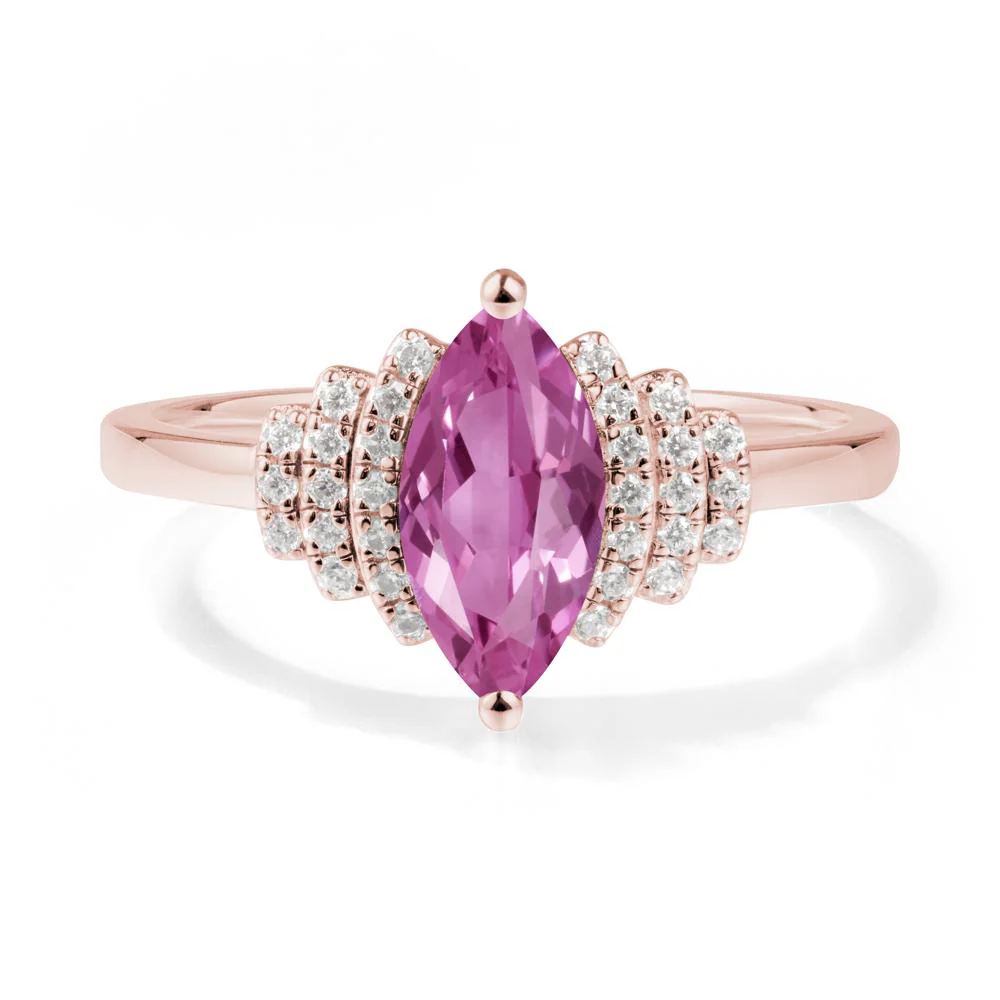 Art Deco Marquise Pink Sapphire Ring - Image 3