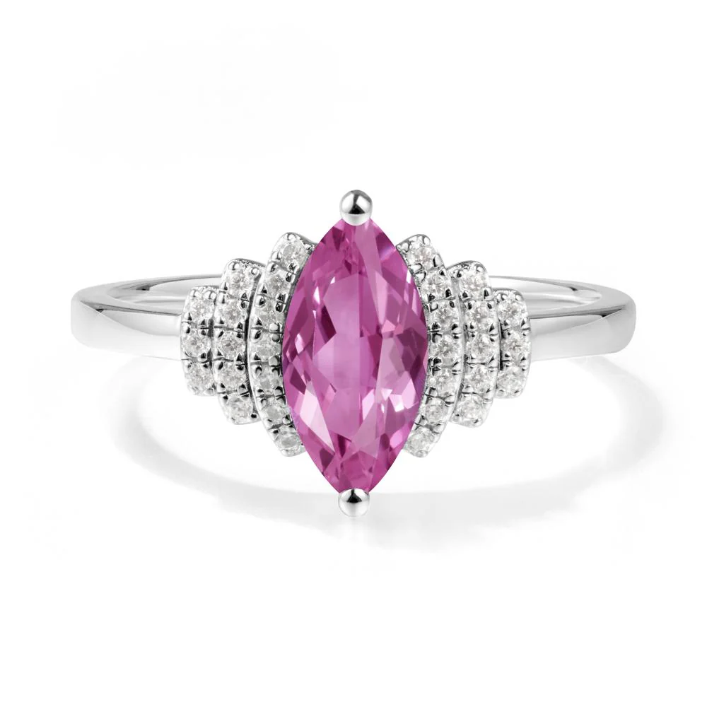 Art Deco Marquise Pink Sapphire Ring - Image 4