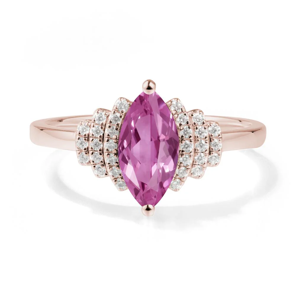 Art Deco Marquise Pink Sapphire Ring - Image 5