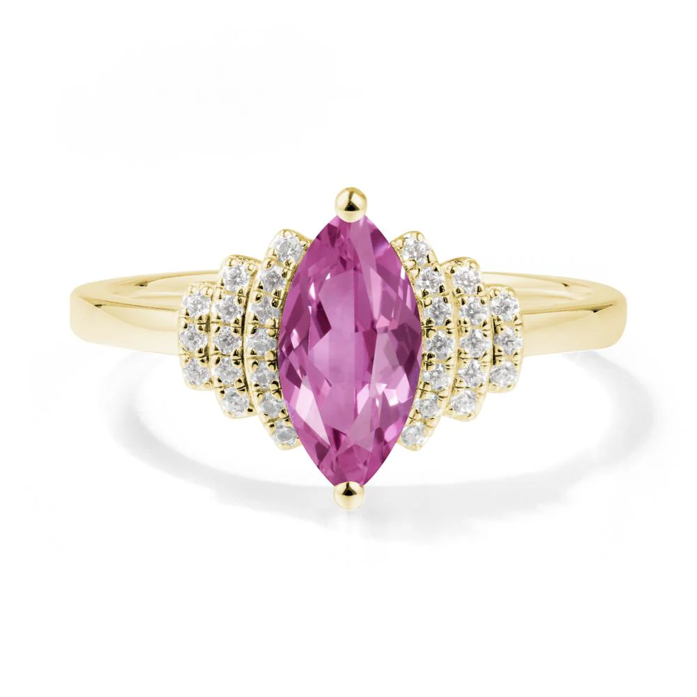Art Deco Marquise Pink Sapphire Ring - Image 7