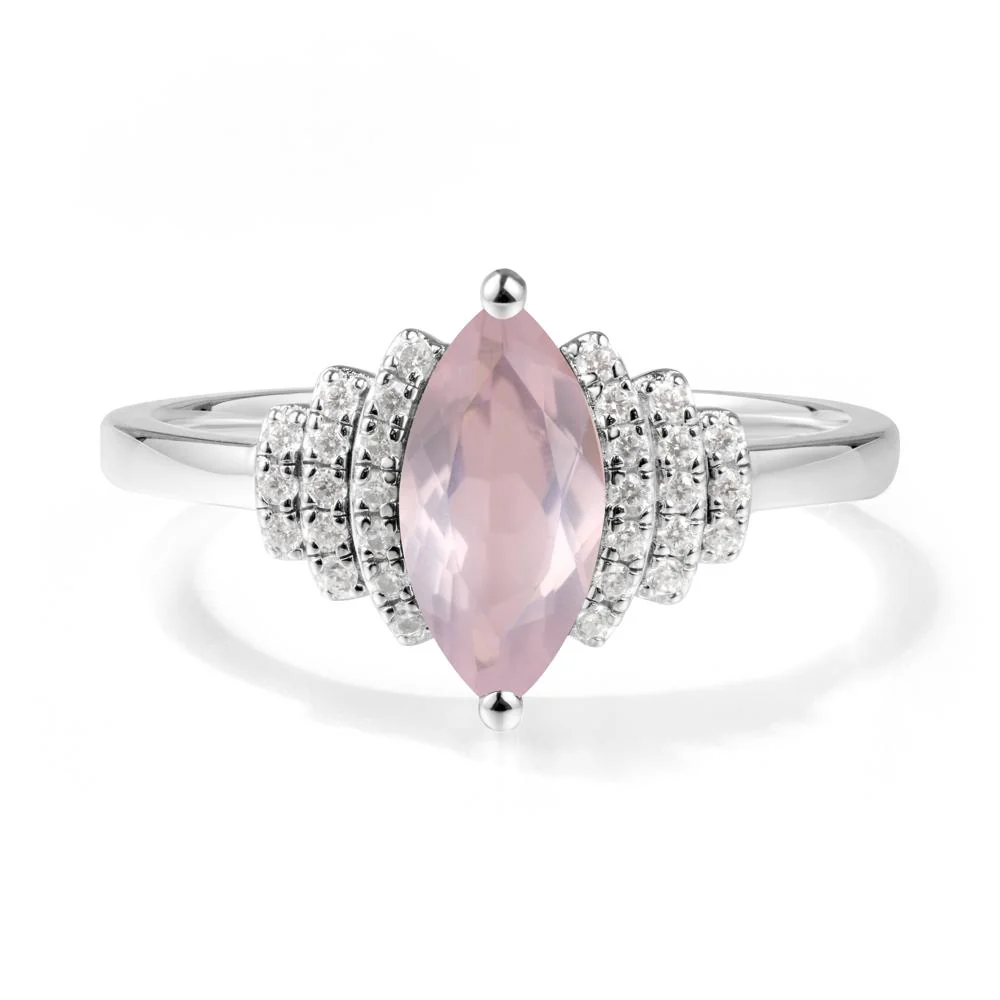 Art Deco Marquise Rose Quartz Ring - Image 4
