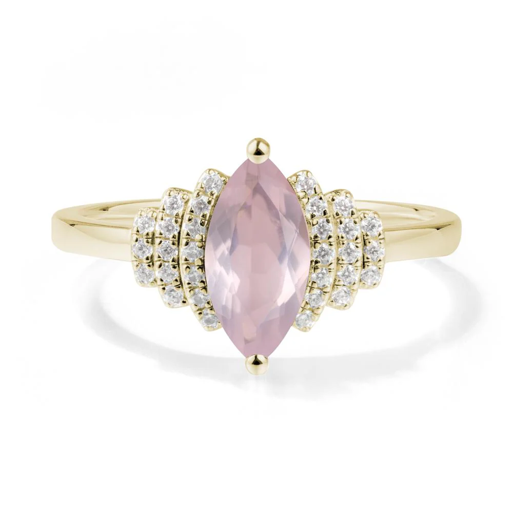 Art Deco Marquise Rose Quartz Ring - Image 6