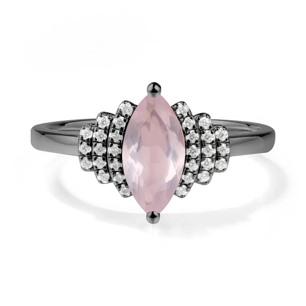 Art Deco Marquise Rose Quartz Ring - Image 7