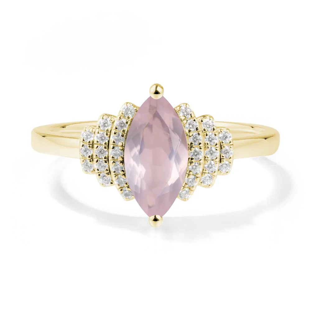 Art Deco Marquise Rose Quartz Ring - Image 8