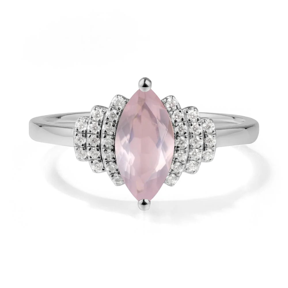 Art Deco Marquise Rose Quartz Ring - Image 9