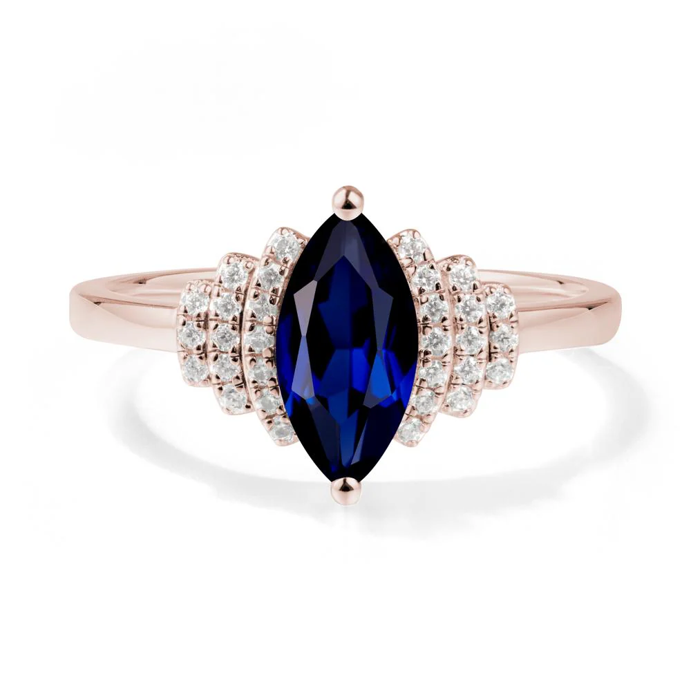 Art Deco Marquise Sapphire Ring - Image 8