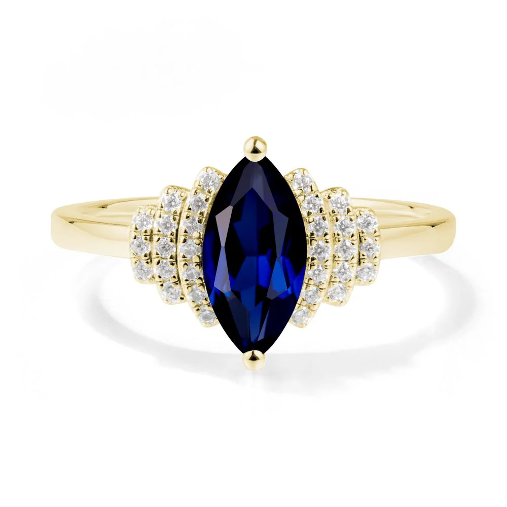 Art Deco Marquise Sapphire Ring - Image 9