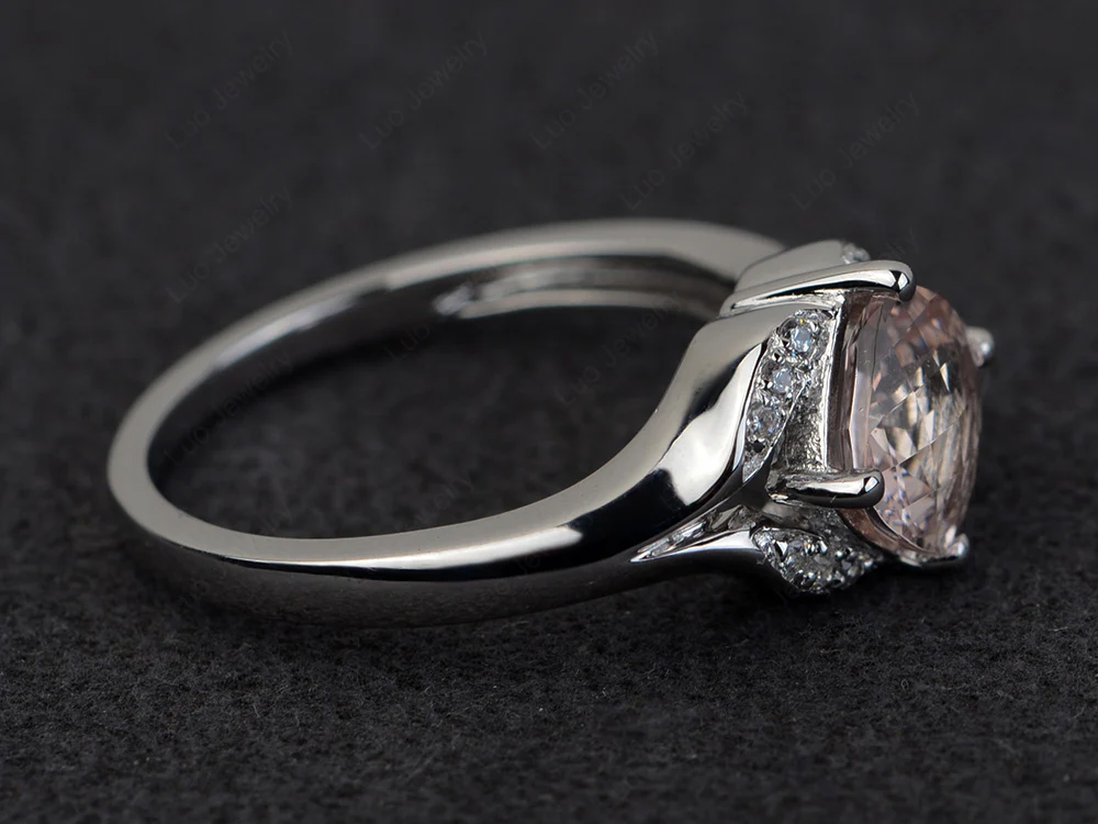 Morganite Kite Set Cushion Cut Ring - Image 2