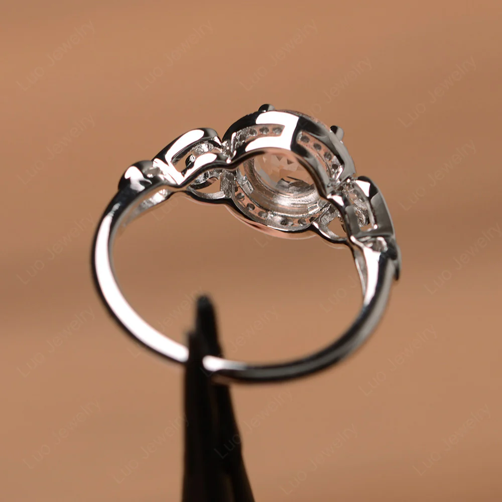 Art Deco Morganite Halo Engagement Ring - Image 3