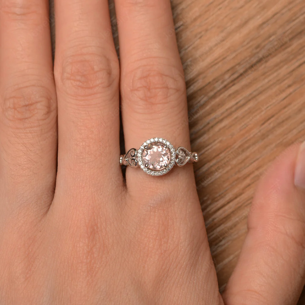 Art Deco Morganite Halo Engagement Ring - Image 4