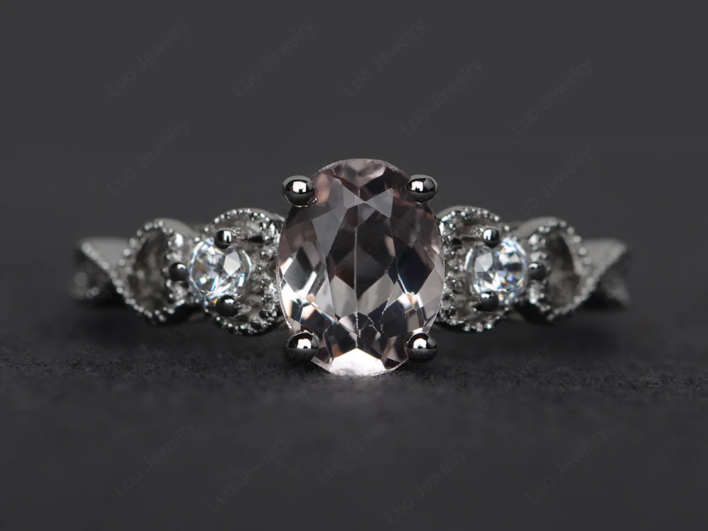 Milgrain Oval Morganite Ring